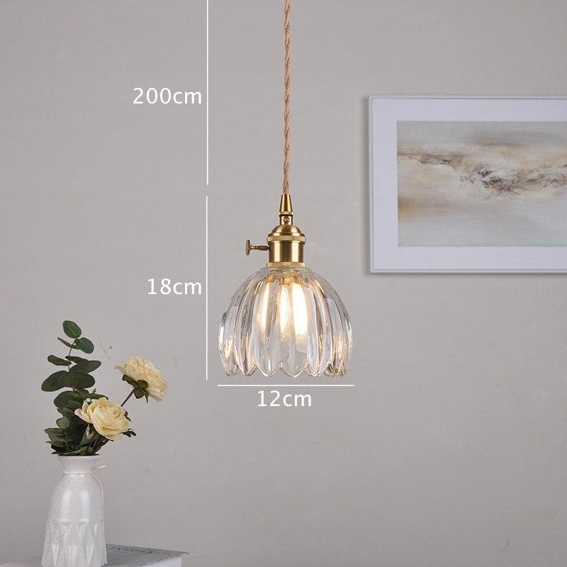 LumIPetal Vintage Glass Flower Pendant Lamp — Handmade Shade, LED Bulb