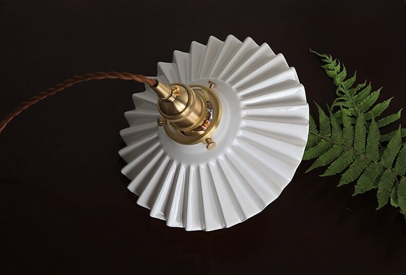 Aurela Art Deco Pendant Light — Glazed Ceramic Tutu Shade, LED Bulb Included