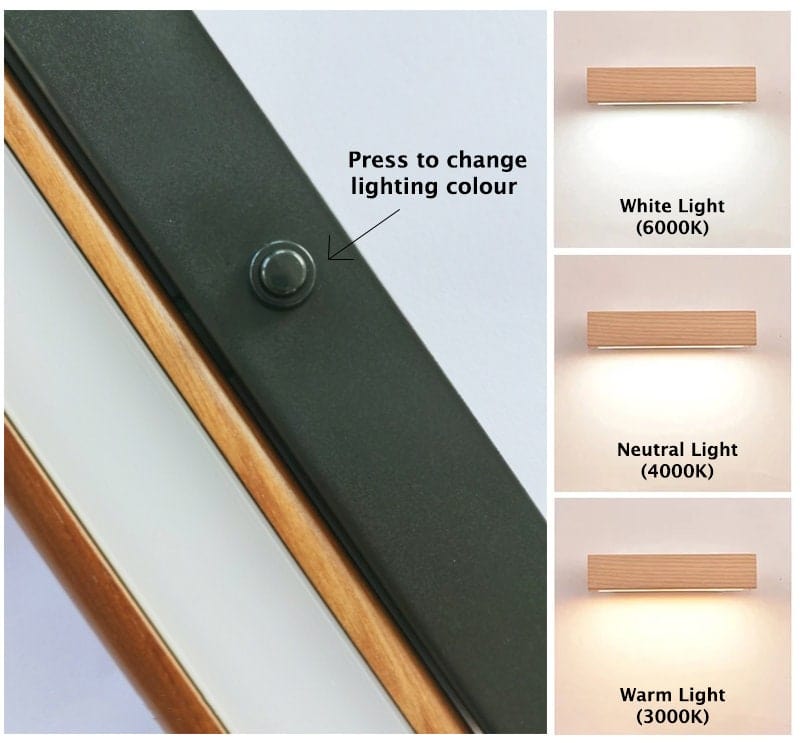 AstraWood Dimmable LED Wall Lamp — Ash Wood Body, Rotating Head
