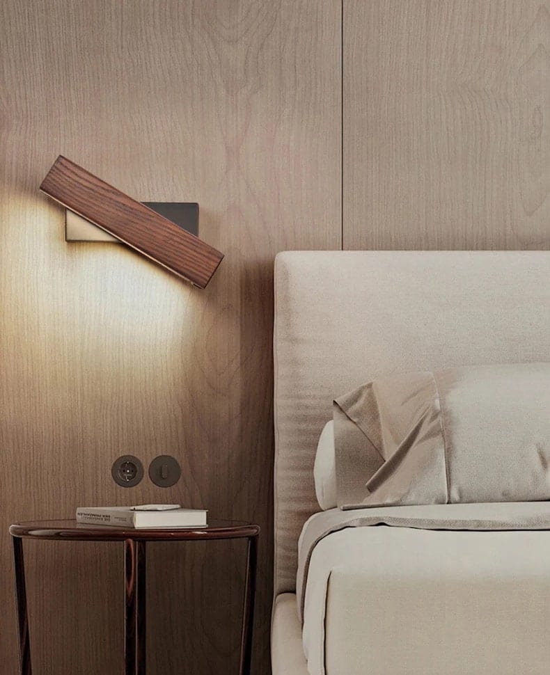 AstraWood Dimmable LED Wall Lamp — Ash Wood Body, Rotating Head