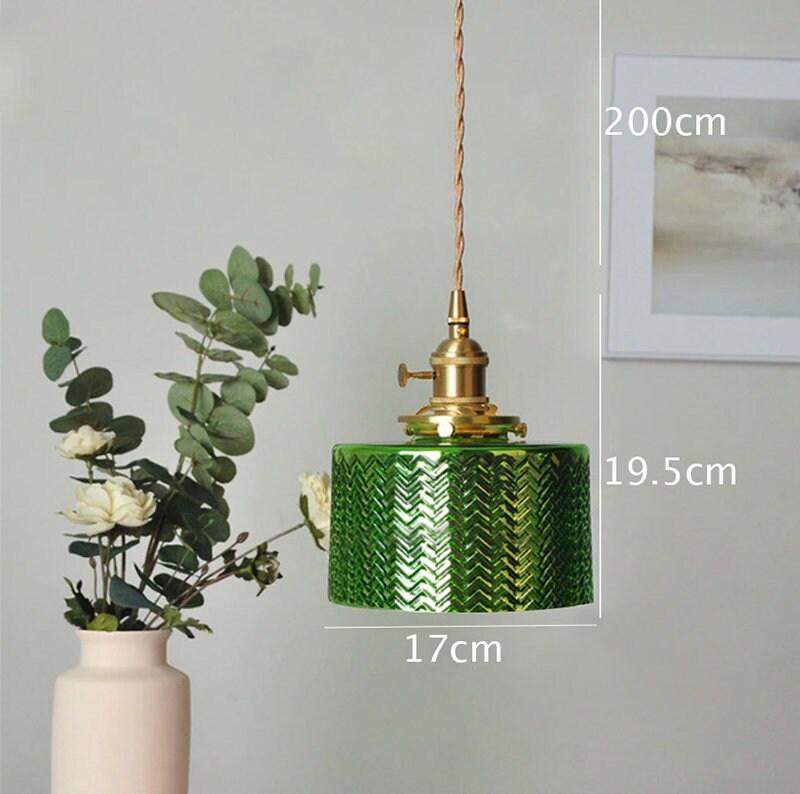 Lumora Cylinder Pendant Lamp — Green Glass Shade, LED Bulb Included