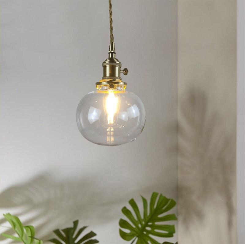 Suspension vintage Aurora en verre en forme de boule — ampoule LED incluse, abat-jour en verre rond