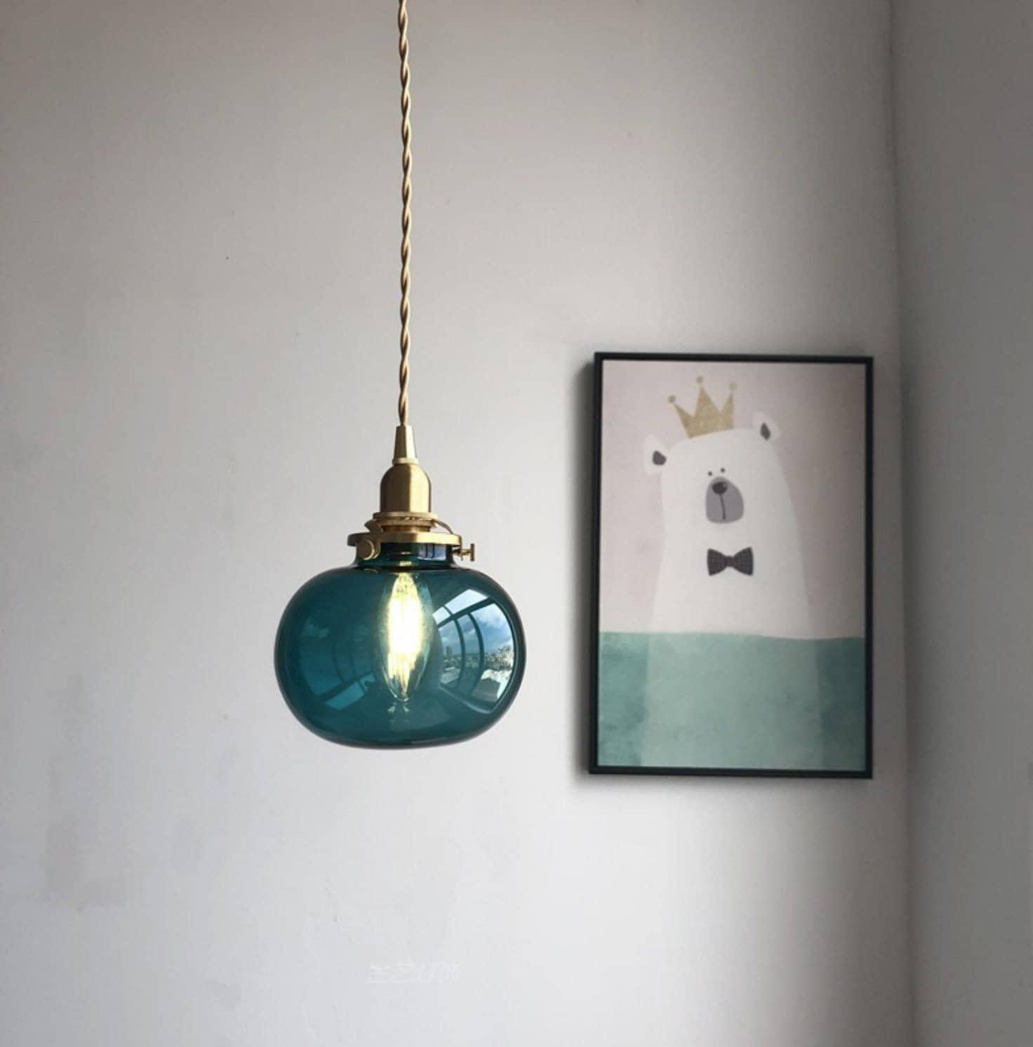 Suspension vintage Aurora en verre en forme de boule — ampoule LED incluse, abat-jour en verre rond