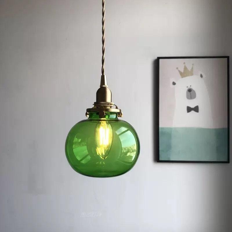 Suspension vintage Aurora en verre en forme de boule — ampoule LED incluse, abat-jour en verre rond