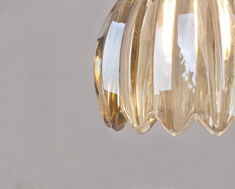 LumIPetal Vintage Glass Flower Pendant Lamp — Handmade Shade, LED Bulb