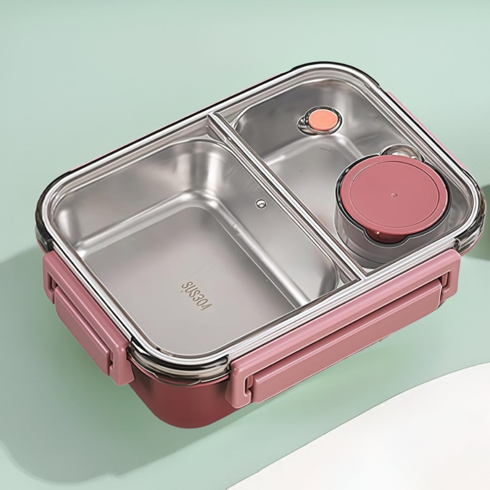 Thermische lunchbox van 850 ml roestvrij staal — lekvrij, 2 vakken