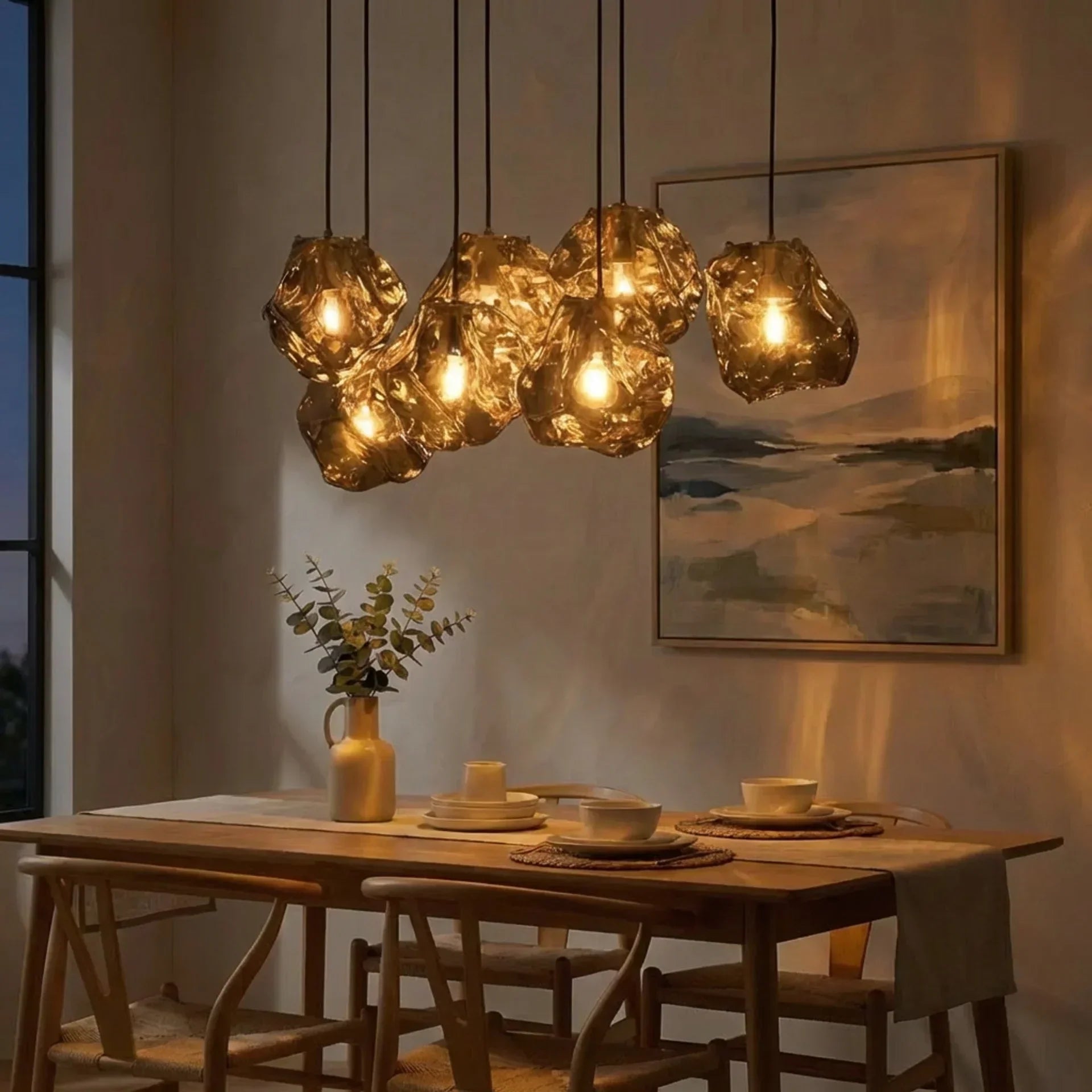 Lava Glass Hanging Pendant Light — Sculptural Molten Shade, Ambient Lighting
