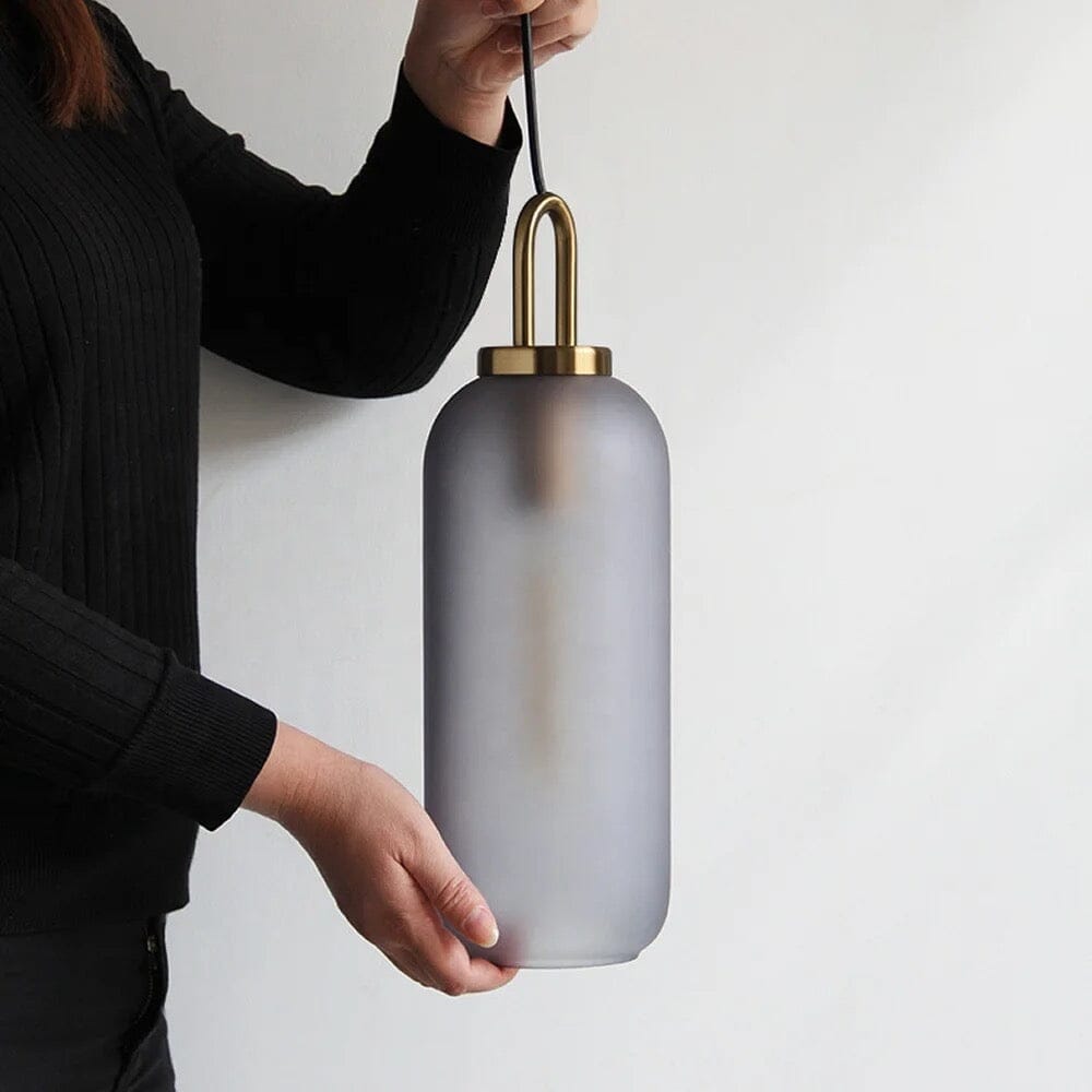 Nyra Cylindrical Pendant Light Fixture — Clear Glass Shade