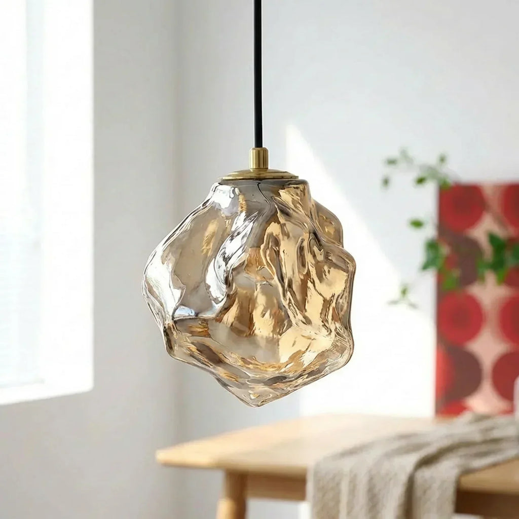 Lava Glass Hanging Pendant Light — Sculptural Molten Shade, Ambient Lighting