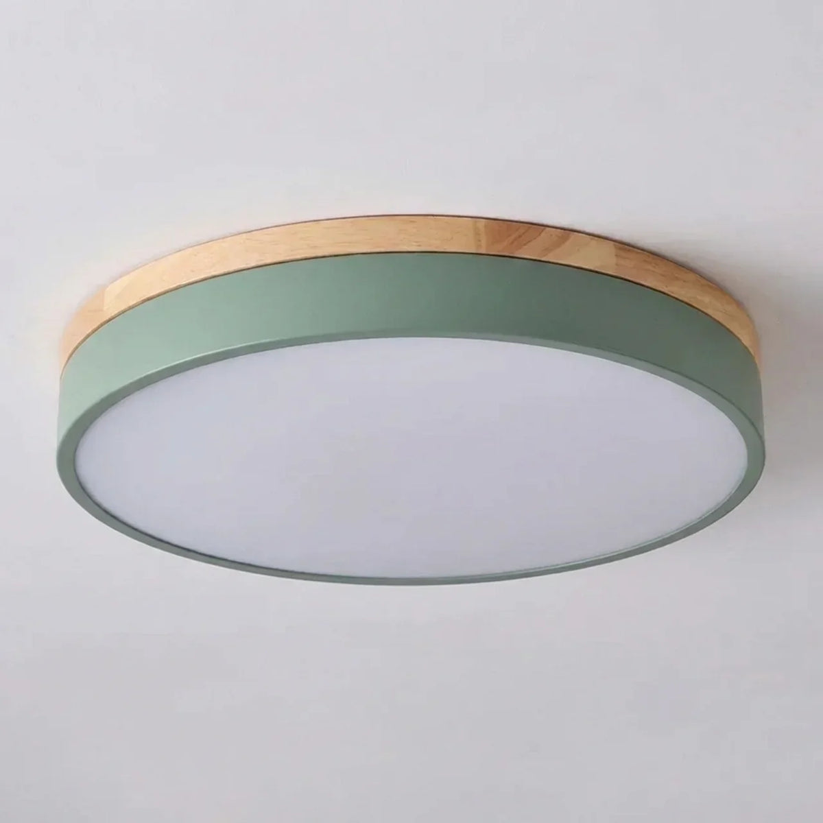 Lámpara LED de techo extrafina de montaje al ras - acabado con moldura de madera