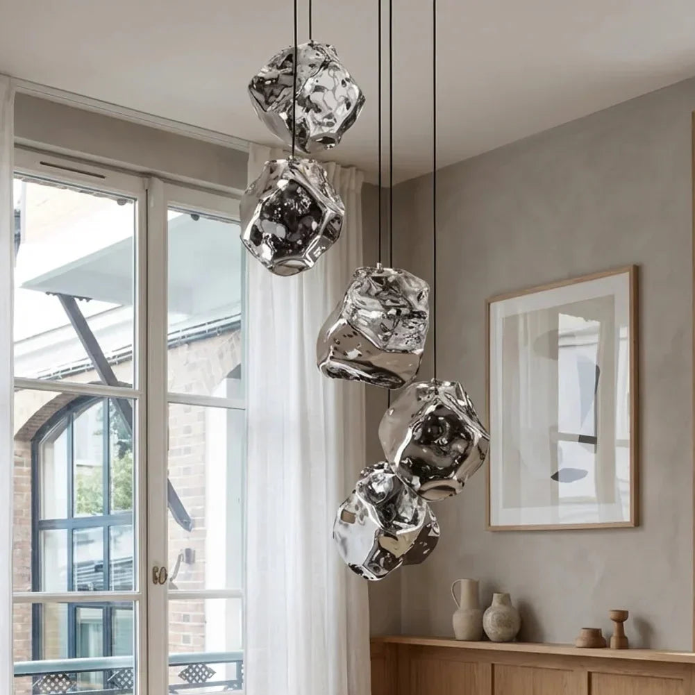 Lava Glass Hanging Pendant Light — Sculptural Molten Shade, Ambient Lighting