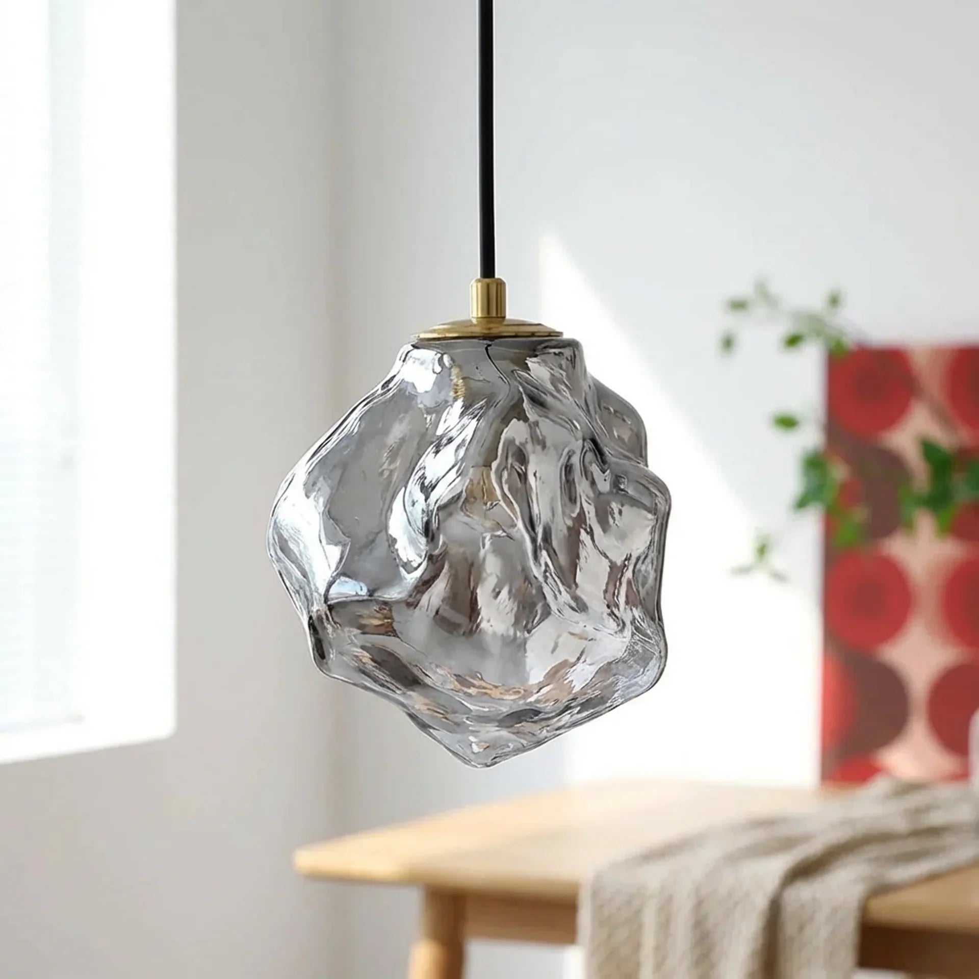 Lava Glass Hanging Pendant Light — Sculptural Molten Shade, Ambient Lighting