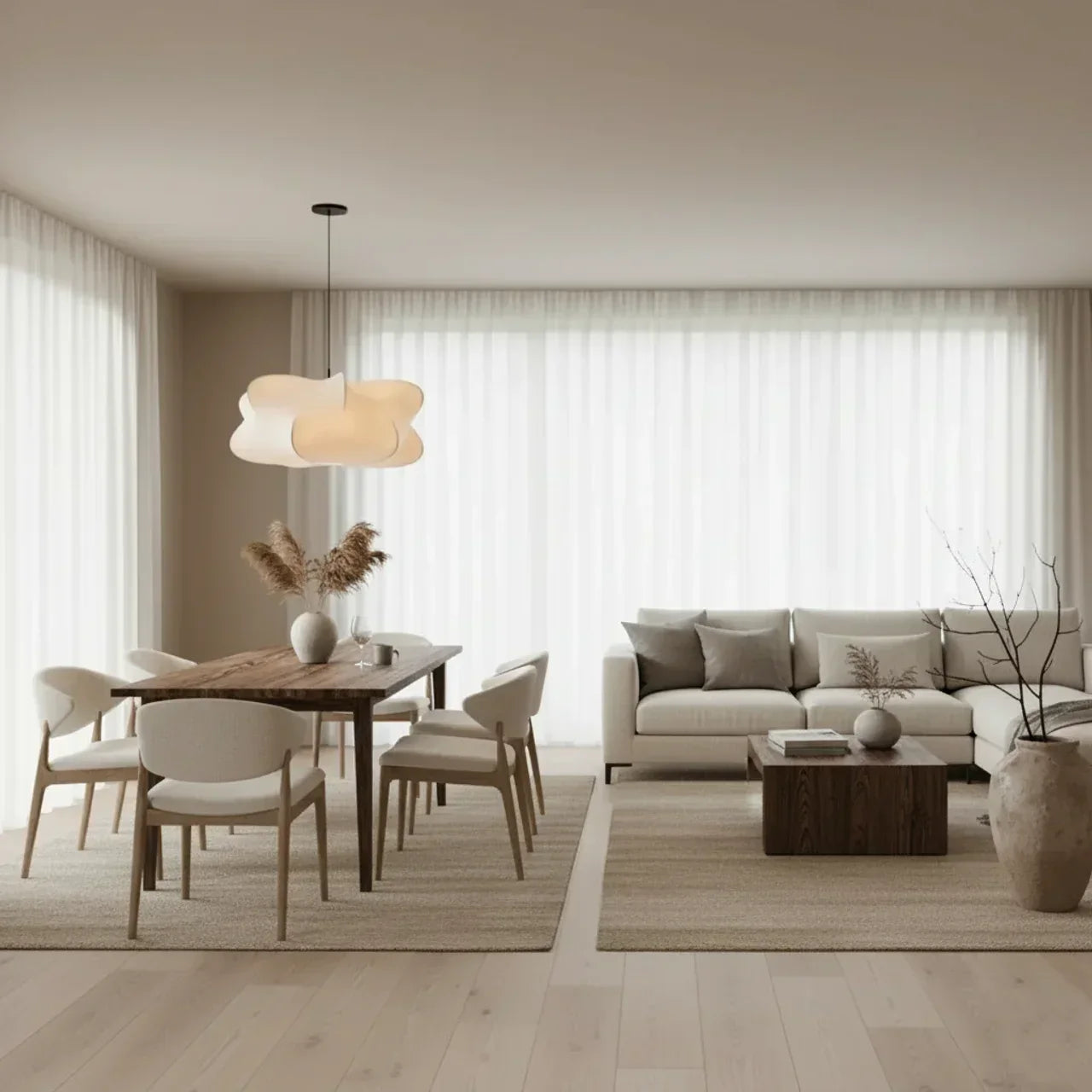 Mulberry Silk Pendant Light — Sculptural Shade, Even Diffused Glow