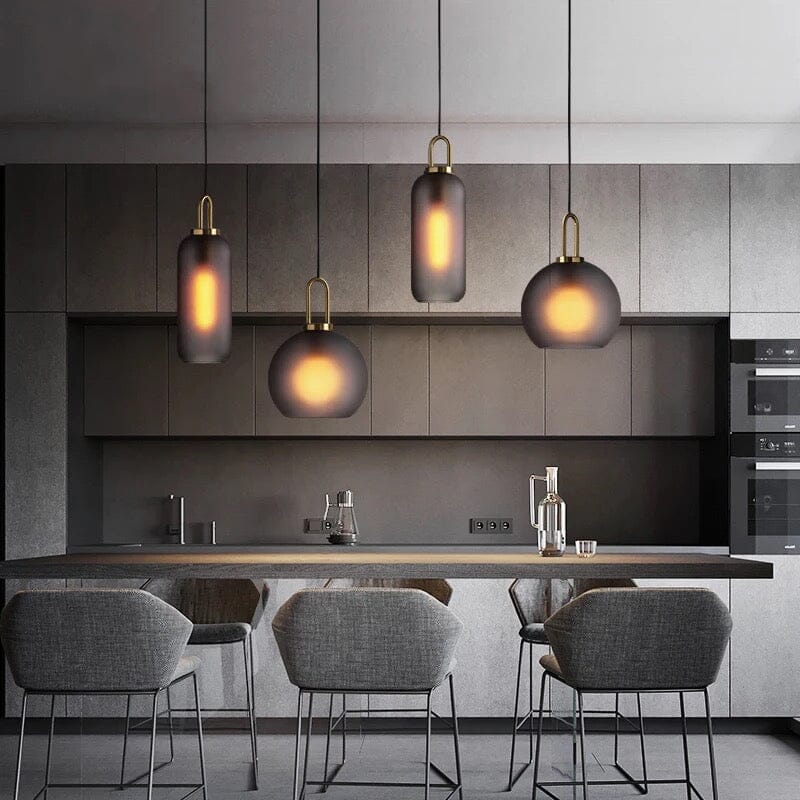 Nyra Cylindrical Pendant Light Fixture — Clear Glass Shade
