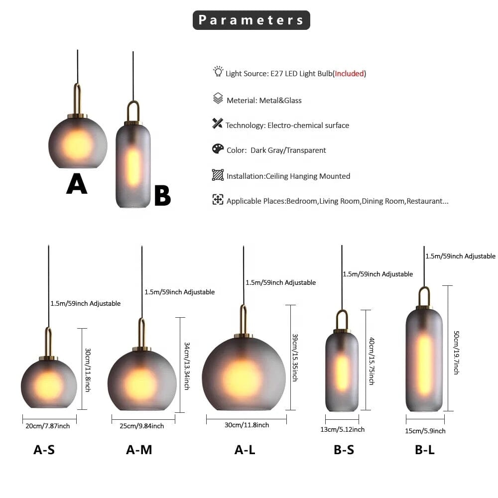 Nyra Cylindrical Pendant Light Fixture — Clear Glass Shade