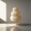 Layered Rice Paper Shade Floor Lamp — Flat Base, Soft Diffused Lighting