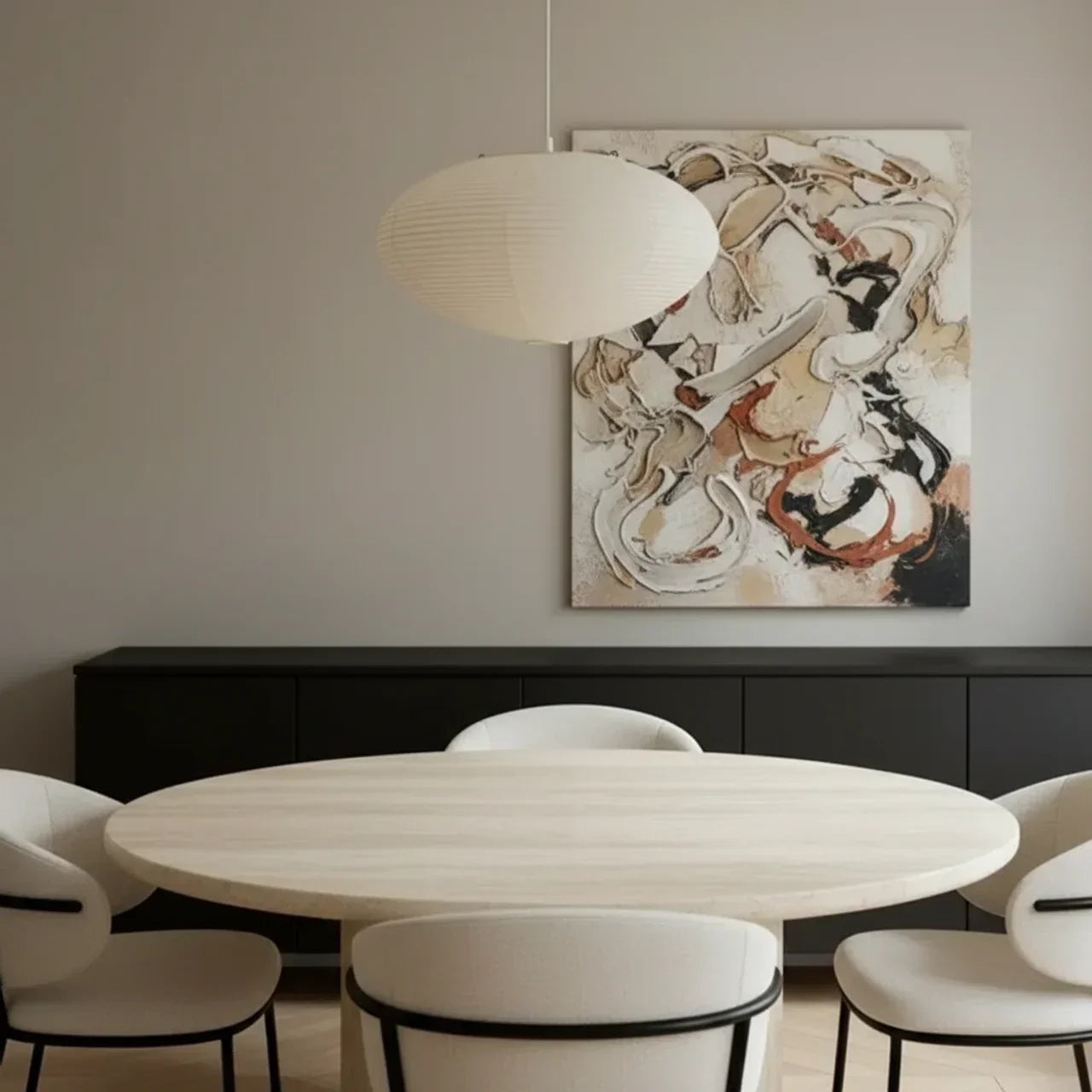 Oval Rice Paper Shade Ceiling Lamp — Soft Diffused Ambient Light