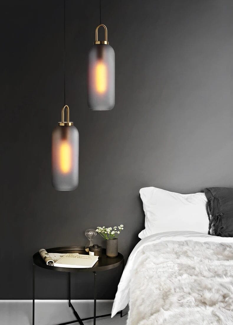 Nyra Cylindrical Pendant Light Fixture — Clear Glass Shade