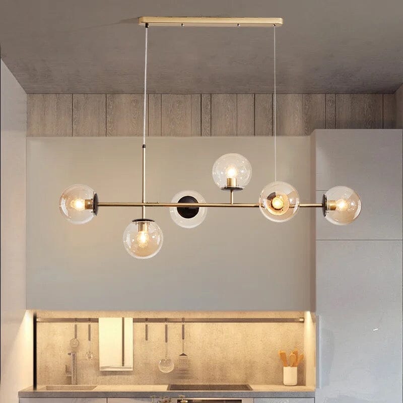 Astraeon Aluminum Glass Chandelier — Glass Ball Centerpiece In Gold Or Black Finish