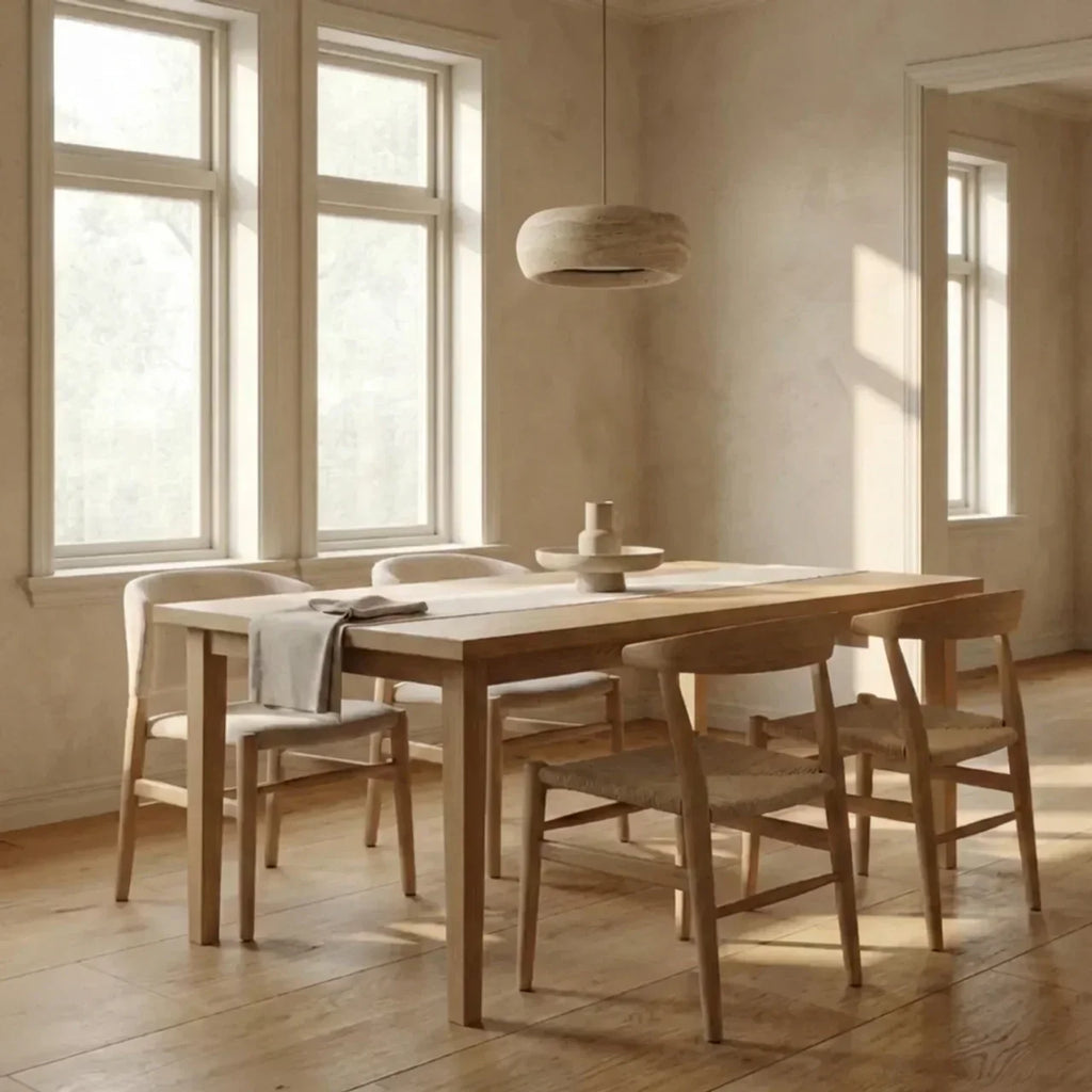 Integrated LED Travertine Pendant — Donut Shaped Ceiling Light