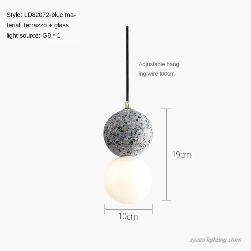 AuroraTerra Terrazzo-pendellampe — 4 in x 7.8 in / 10 x 20 cm, håndværksmæssig europæisk finish