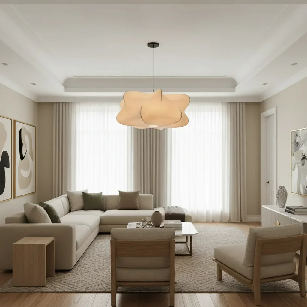 Mulberry Silk Pendant Light — Sculptural Shade, Even Diffused Glow