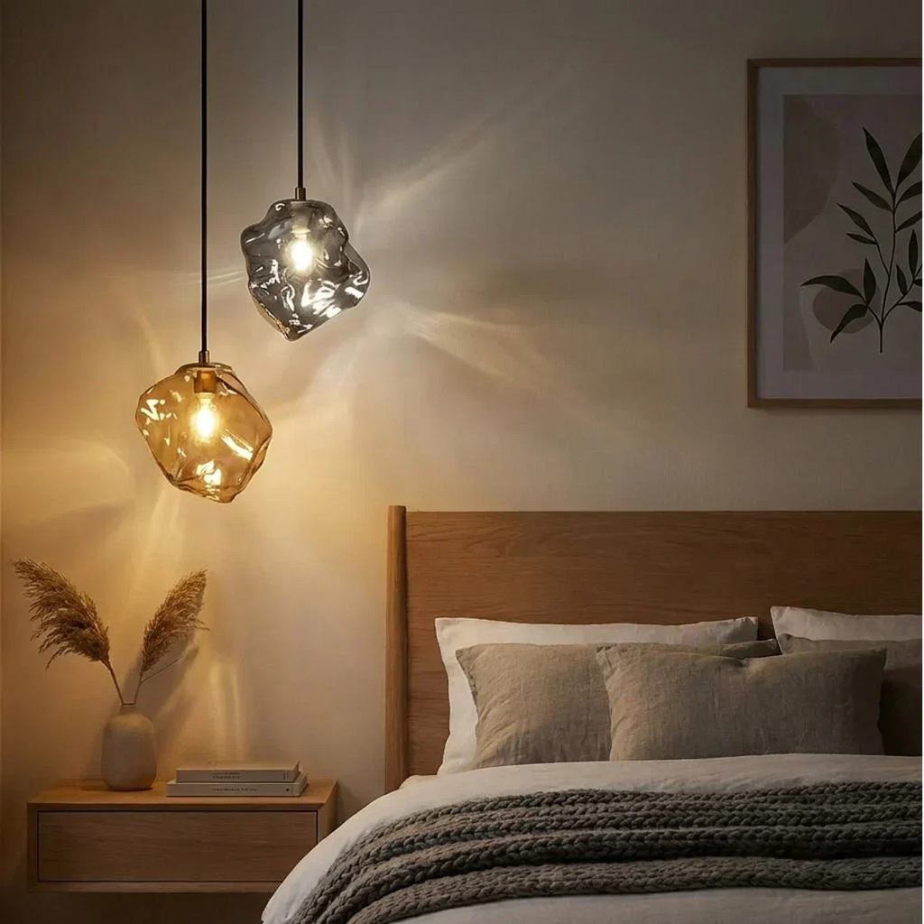 Lava Glass Hanging Pendant Light — Sculptural Molten Shade, Ambient Lighting
