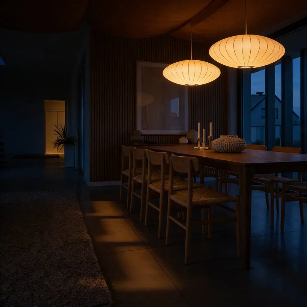 Silk Ceiling Pendant Light — Minimalist Fabric Shade