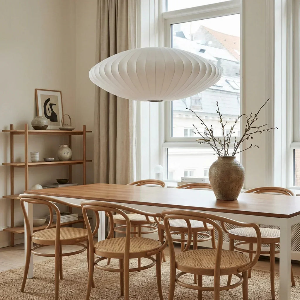 Silk Ceiling Pendant Light — Minimalist Fabric Shade