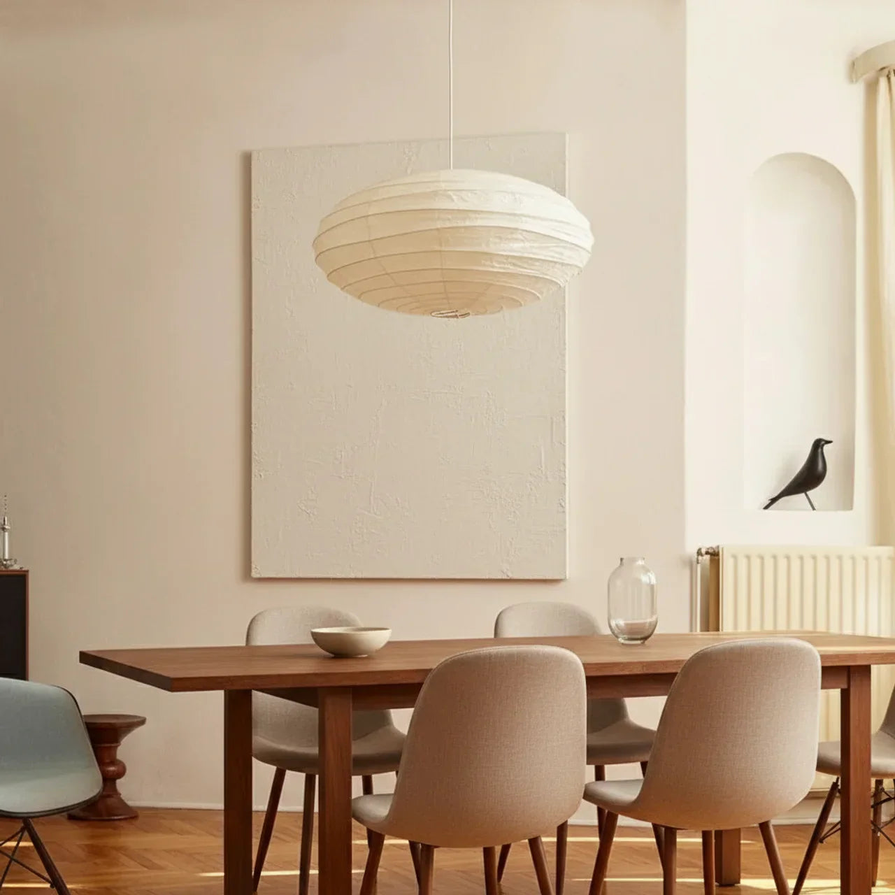 Soft Oval Rice Paper Shade Pendant Light