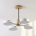 Multi-Arm LED Ceiling Lamp — Metal Frame and Wood Centerpiece