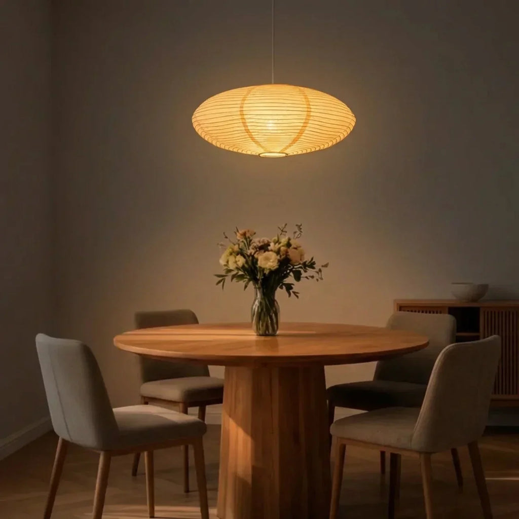 Oval Rice Paper Shade Ceiling Lamp — Soft Diffused Ambient Light