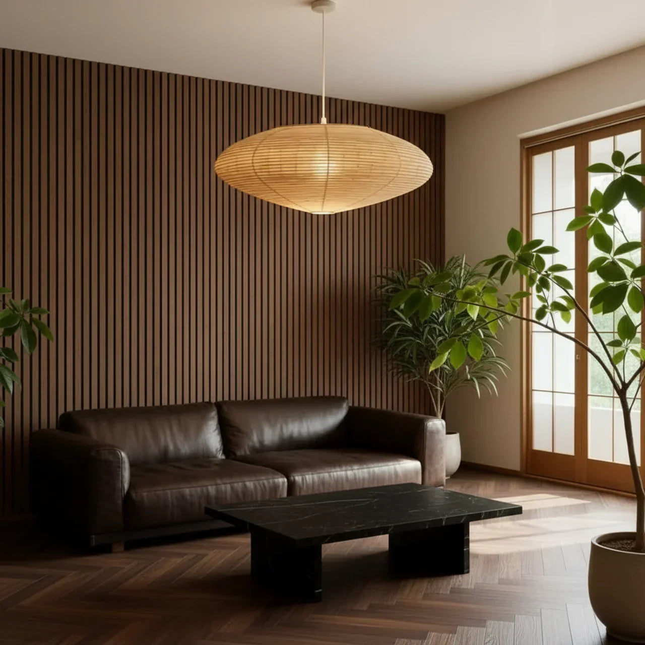 Oval Rice Paper Shade Ceiling Lamp — Soft Diffused Ambient Light