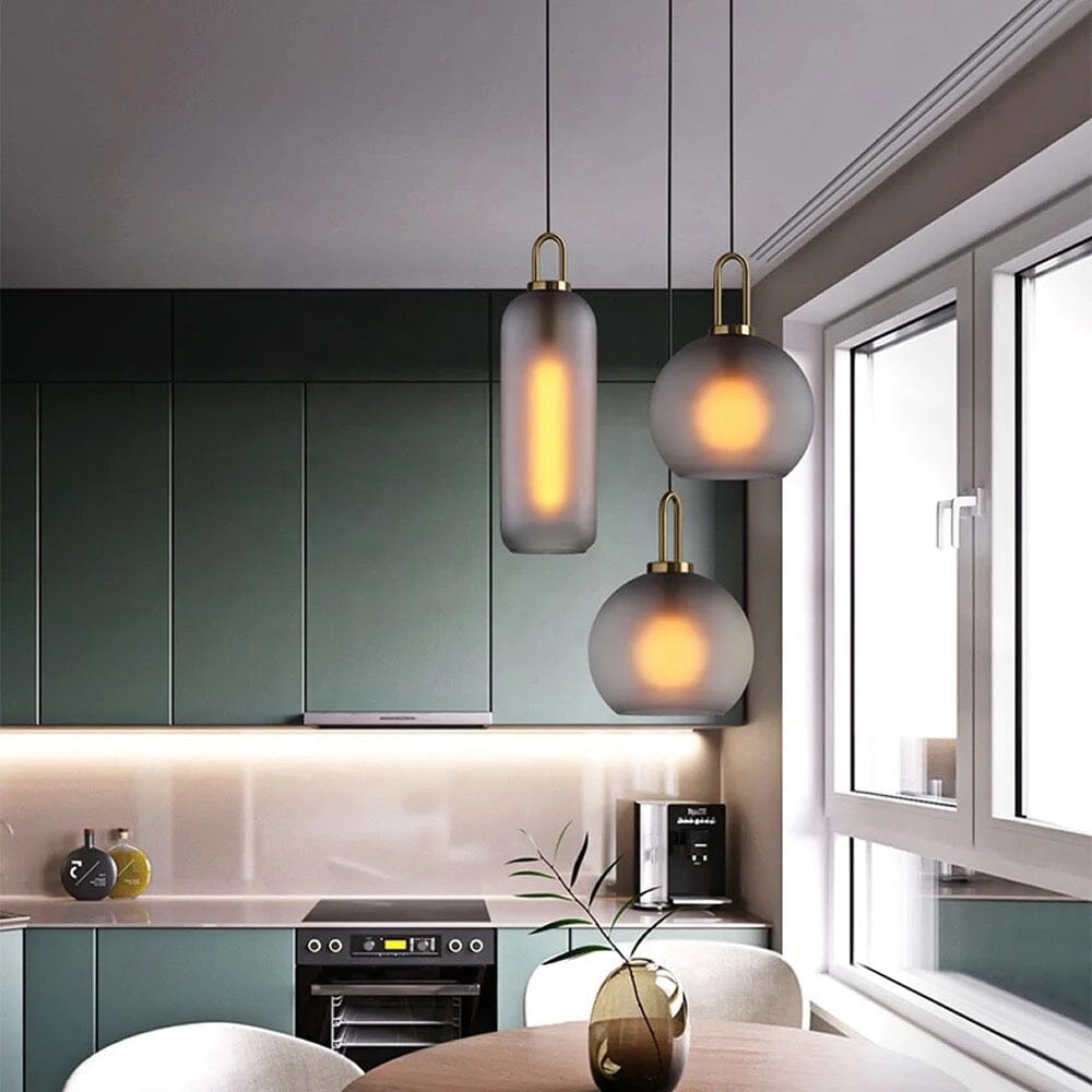 Nyra Cylindrical Pendant Light Fixture — Clear Glass Shade