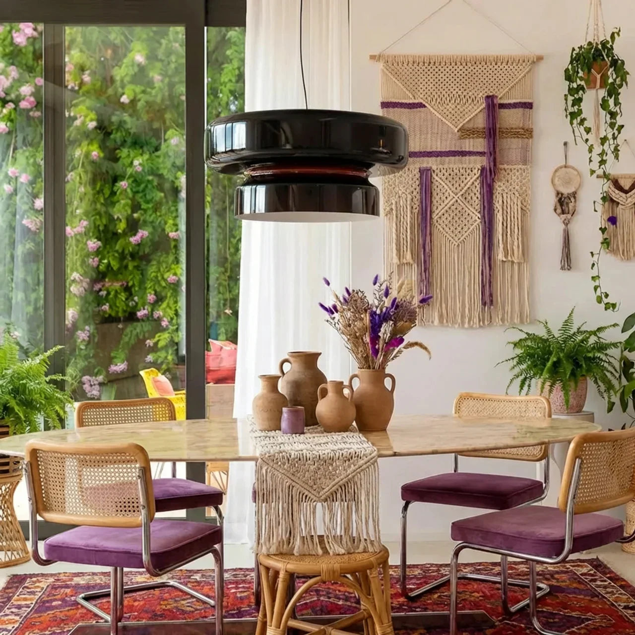 Bauhaus Style Stacked Glass Pendant Light — Two-Tier Colored Ceiling Fixture