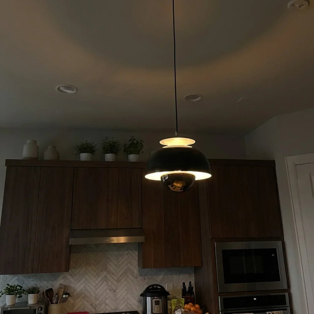 Contemporary Orb Pendant Light — Smooth Globe Shape, Adjustable Mount