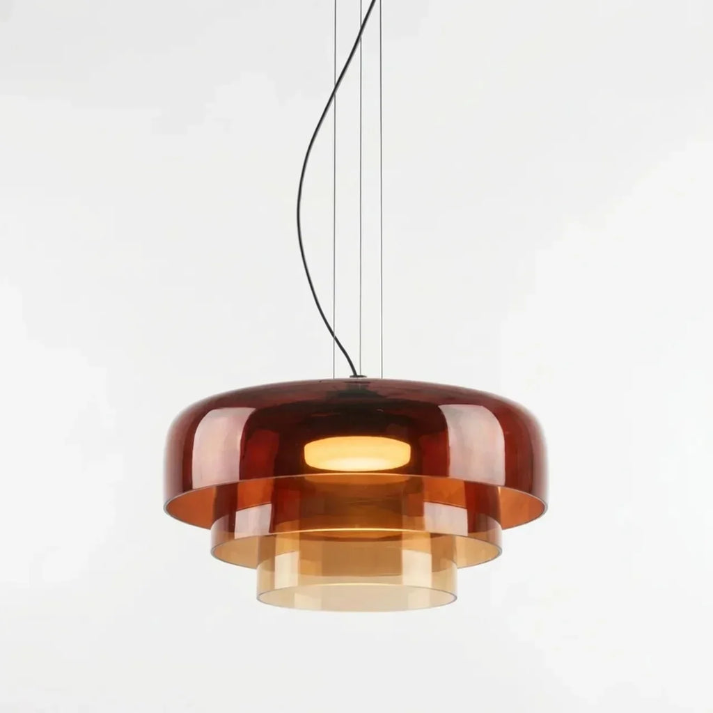 Three-Tier Colored Glass Pendant Light — Bauhaus Geometric Design