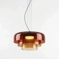 Three-Tier Colored Glass Pendant Light — Bauhaus Geometric Design