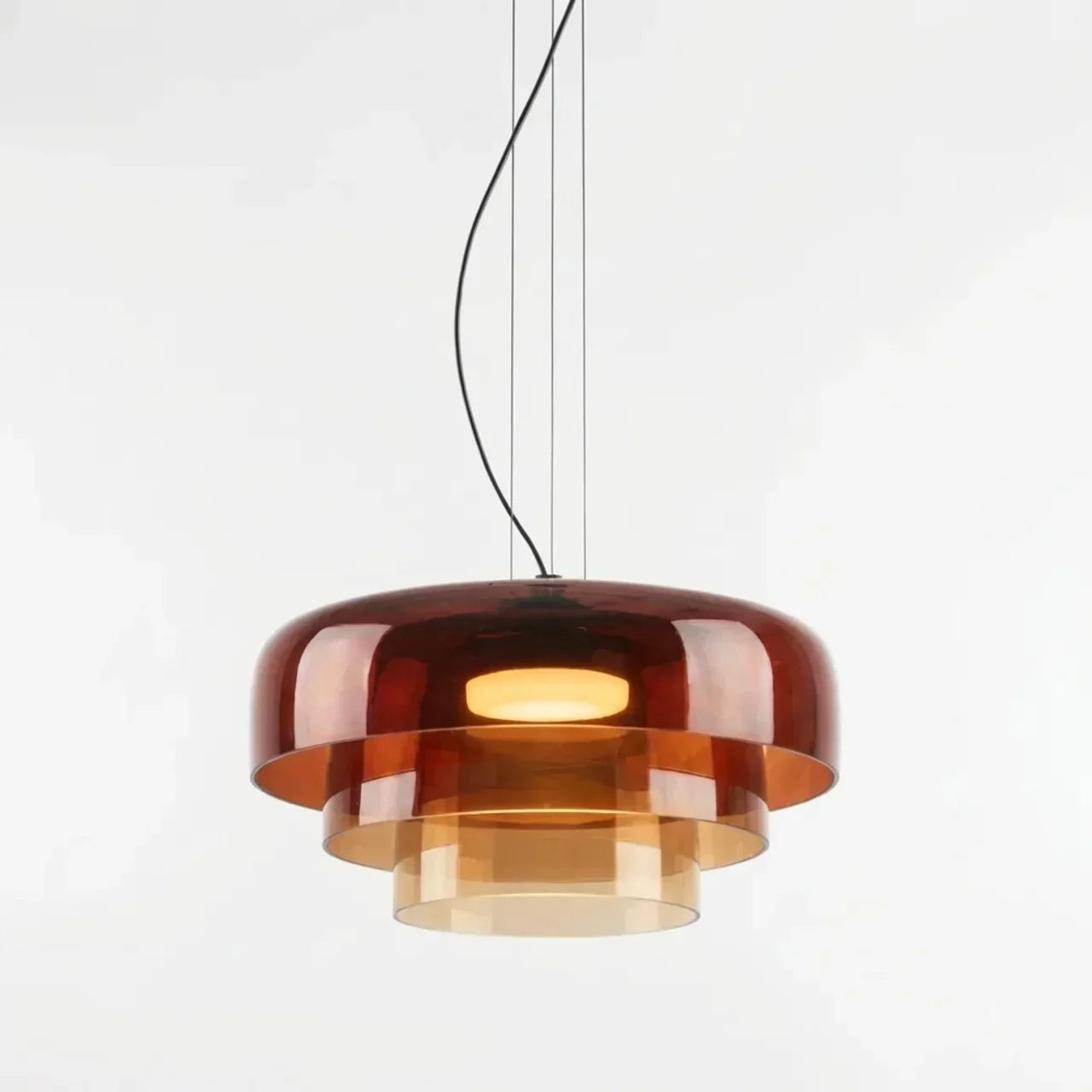 Three-Tier Colored Glass Pendant Light — Bauhaus Geometric Design