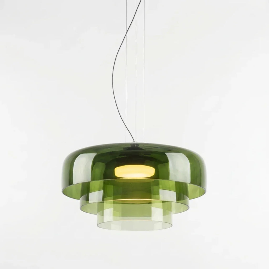 Three-Tier Colored Glass Pendant Light — Bauhaus Geometric Design