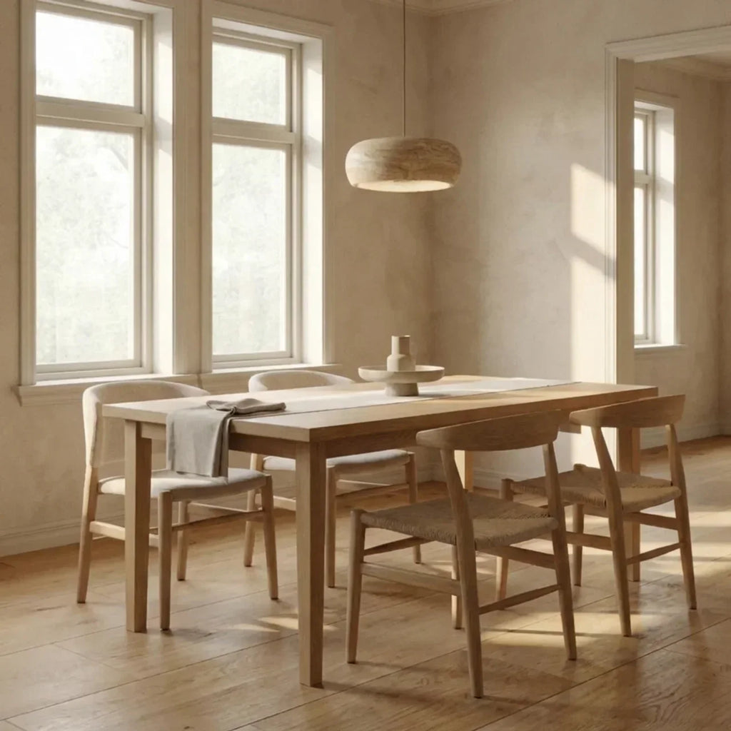Integrated LED Travertine Pendant — Donut Shaped Ceiling Light
