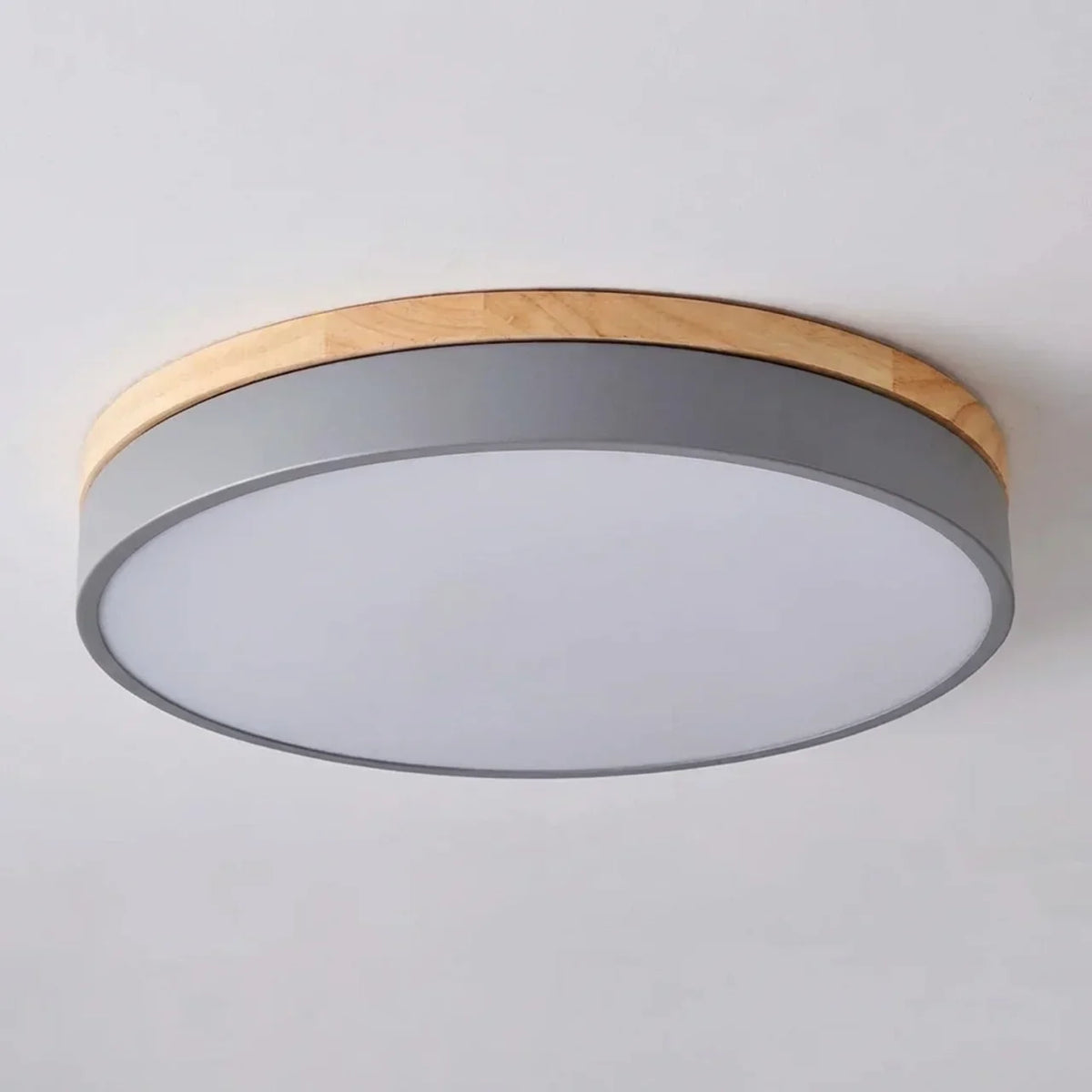 Lámpara LED de techo extrafina de montaje al ras - acabado con moldura de madera