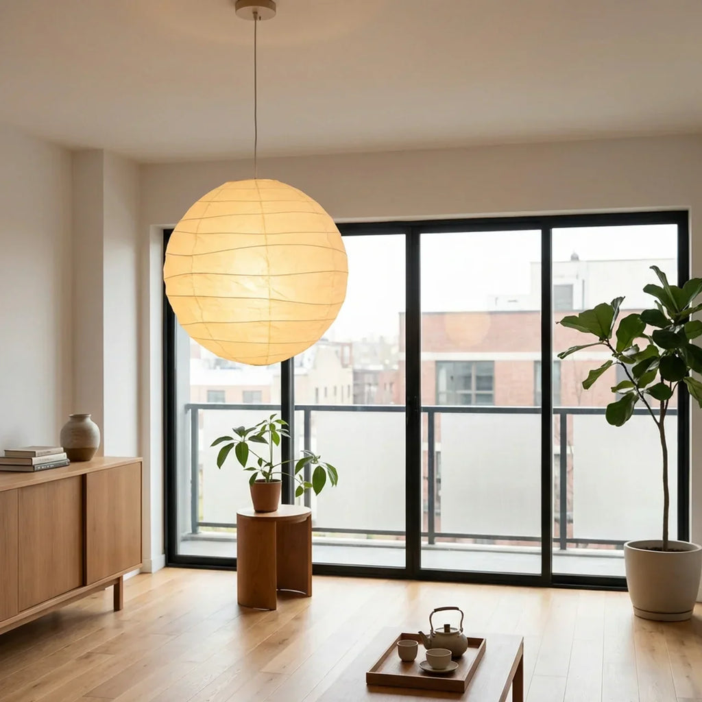 Spherical Rice Paper Pendant Ceiling Light