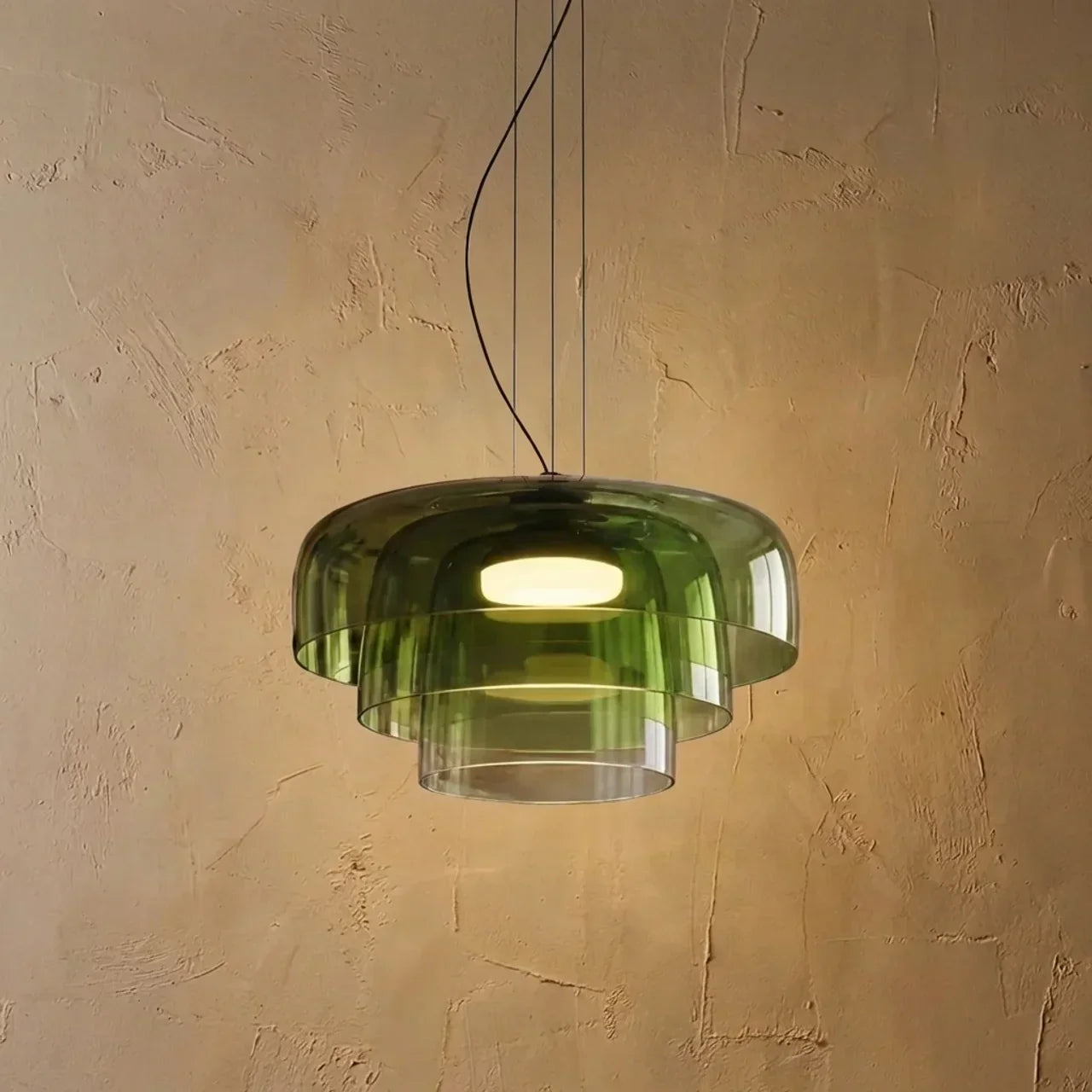 Three-Tier Colored Glass Pendant Light — Bauhaus Geometric Design