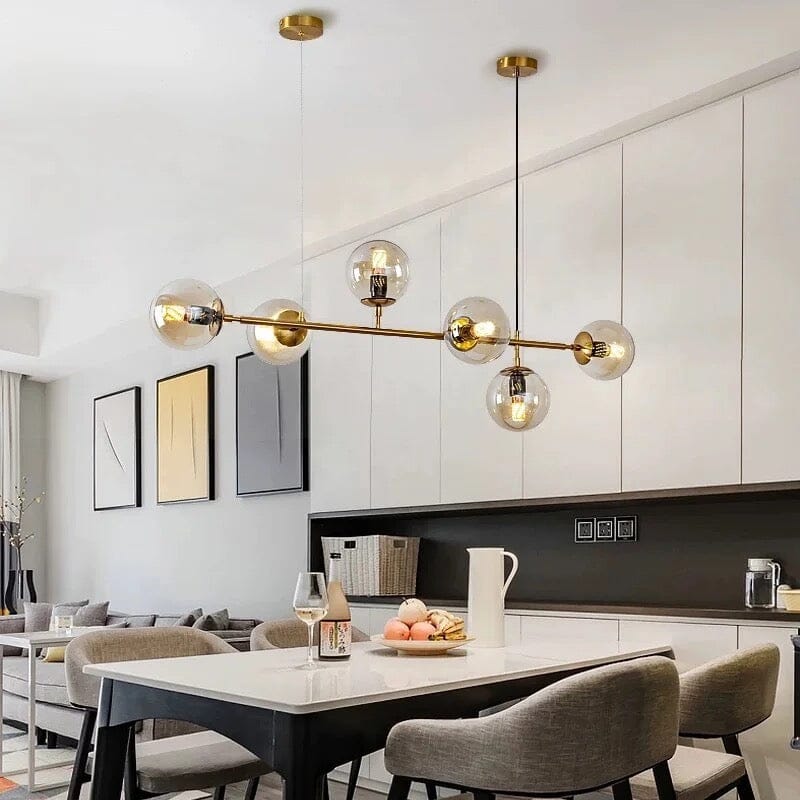 Astraeon Aluminum Glass Chandelier — Glass Ball Centerpiece In Gold Or Black Finish