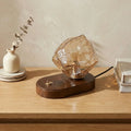 Freestanding Table Lamp — Organic Glass Shade, Solid Wooden Base