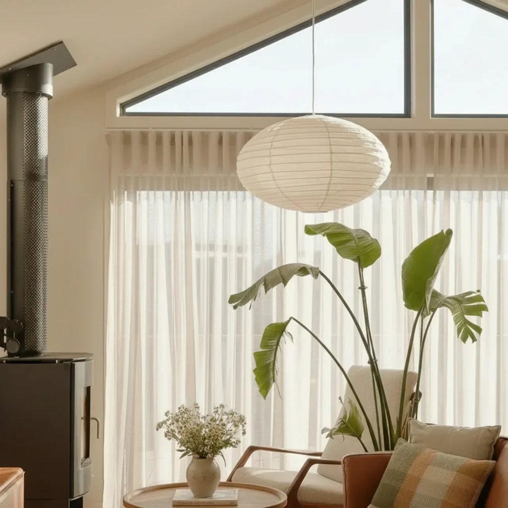 Soft Oval Rice Paper Shade Pendant Light