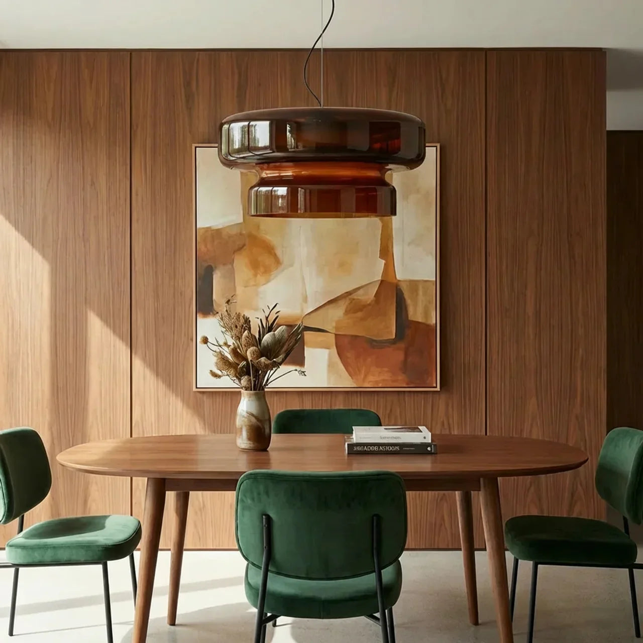 Bauhaus Style Stacked Glass Pendant Light — Two-Tier Colored Ceiling Fixture