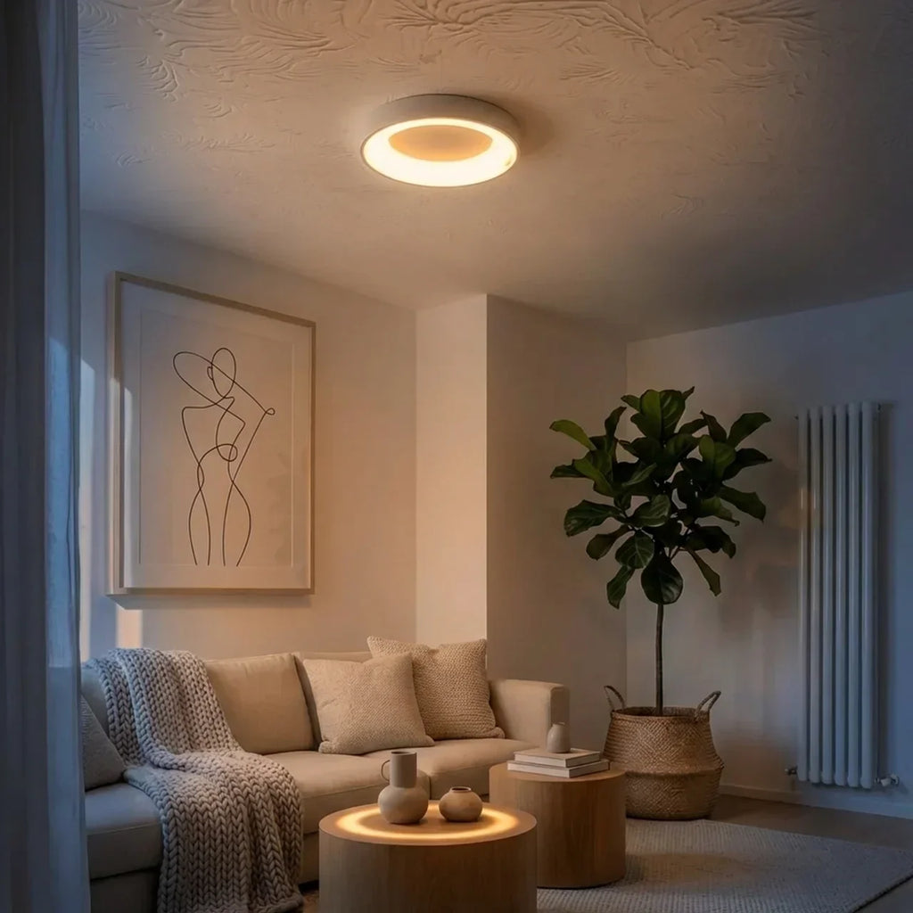 スリム直付けシーリングライト - 円形ホローセンター、LED一体型