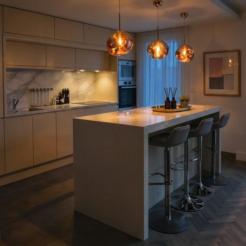 Organic Style Acrylic Pendant Lamp — Rounded Molded Shade, Sculptural Silhouette